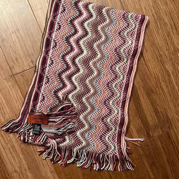 Missoni shawl scarf multicolor with metallic silver